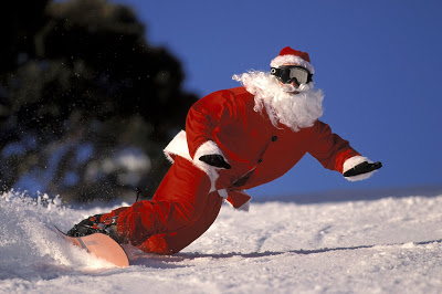 Snowboarding Santa